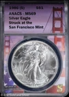 1986-(S) $1 American Silver Eagle ANACS MS 69 | Uncirculated UNC BU