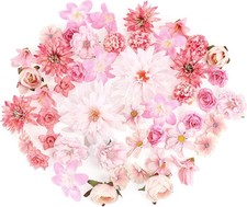 48 PCS Fake Flowers Heads - Artificial Flower Bulk Silk Faux Pink