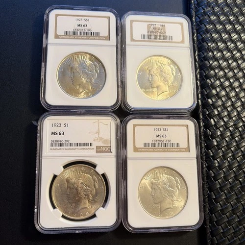 (4) 1923 $1 Peace Silver One Dollar US NGC MS63 Philadelphia 4x