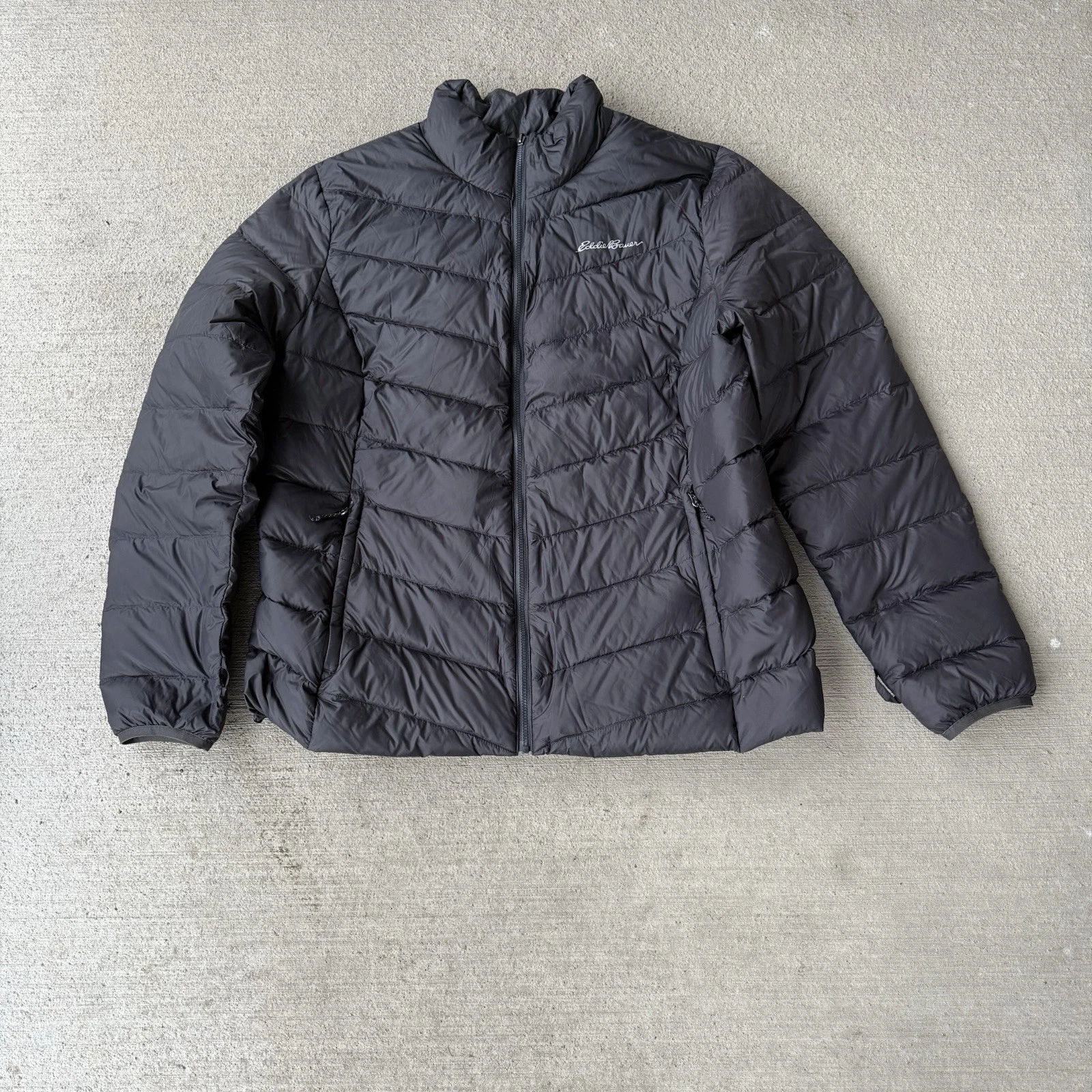 Eddie Bauer Women’s Down Puffer Jacket Black StormRepel Lightweight Size XL