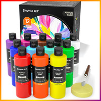 Acrylfarben Set 12 Farben 250Ml Hochpigmentiert Wasserfest FüR KüNstler Holz