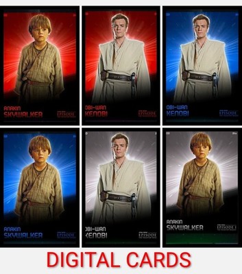 DIGITAL CARDS - Topps Star Wars Card Trader Luminaries Day 1 6 card lot SR/R/UC