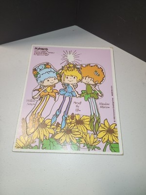 Vintage 1983 Playskool Willow Song Herself & Meadow Morn Elf Wooden Tray Puzzle
