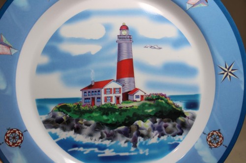 17 Piece Melamine Dinnerware Set In A LIGHTHOUSE Design - Picture 3 of 4