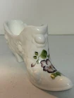 Fenton Glass White Slipper Hand Painted