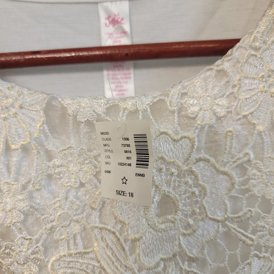 Justice NWT Elegant White Lace Tulle Kids Dress Size 18 Formal Wedding Party - Image 2 of 4