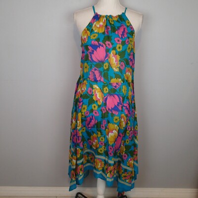 Anthropologie Lilka Dinan Halter handkerchief blue floral summer