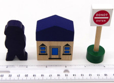 Lot Wood Figure House Do Not Enter Sign Train Railroad Track Parts Toy Only