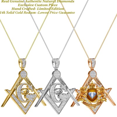 Natural Diamonds Masonic Freemason All Seen Evil Eye of Providence Pendant Charm
