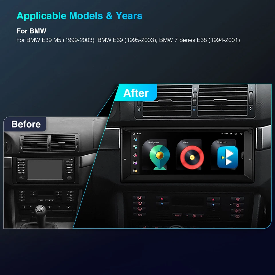 DSP Android 14 8Core CarPlay Car GPS Navi Stereo Radio 4G LTE For BMW E39 E38 M5 - Image 4 of 4