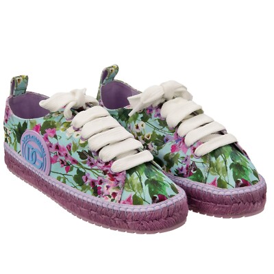 DOLCE & GABBANA DG Logo Flower Lace Espadrilles Sneaker Shoes