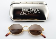 JUNIOR GAULTIER by JPG Sunglasses 57-3173 22KGP Gold Brown Oval Vintage Case