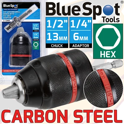 IMPACT DRIVER Drill Attachment 1/2" Keyless Chuck & 1/4" Hex Adapter 2 - 13mm