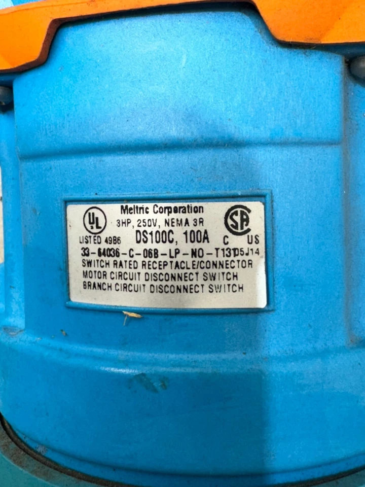 USED MELTRIC 100AMP 33-64036-C-06B-LP-NO-T131 RECEPTACLE / CONNECTOR DS100C - Image 4 of 4