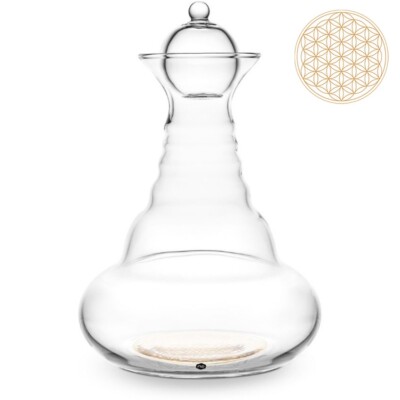 Karaffe goldenes Aladdin 2,3 l (Blume des Lebens) - mundgeblasen - revitalisiert Getränke