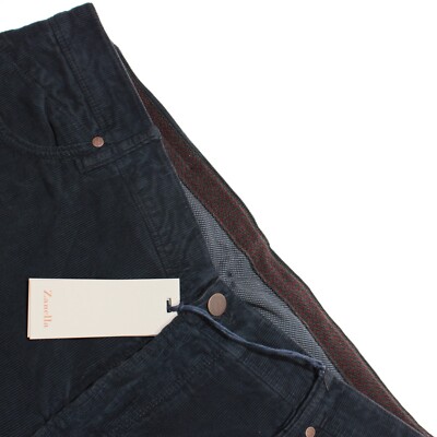 Zanella NWT 5 Pocket Jean Cut Pants Size 36 US Martin In Solid Blue Cotton Blend