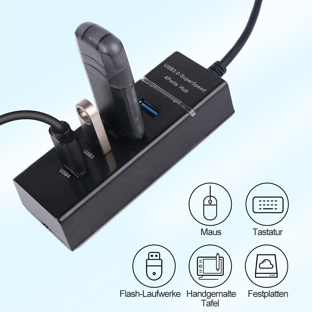 Steckdosenleiste 3-Fach mit USB Mehrfachsteckdose mit Flachstecker und Schalter
