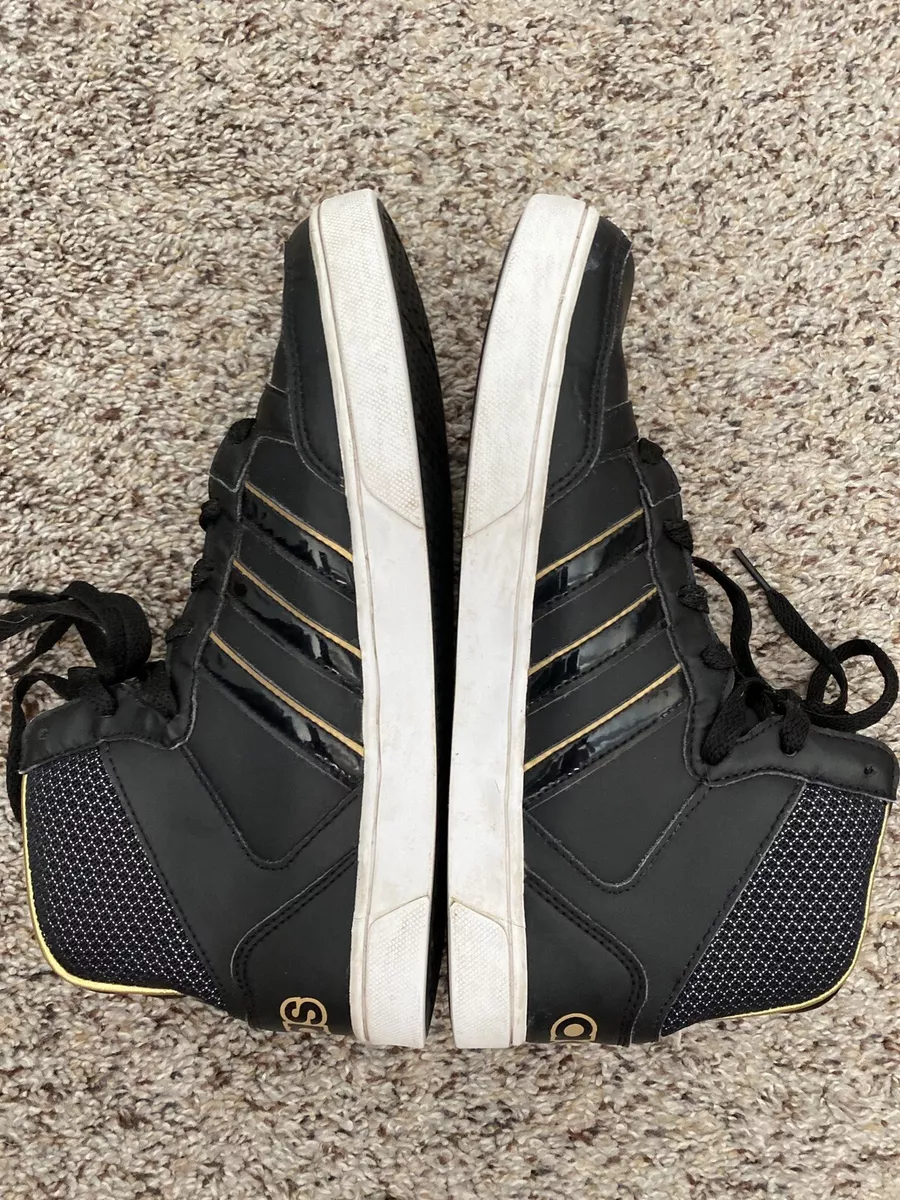 Adidas NEO Raleigh High Top Sz.8.5 Leather Black and Gold Ortholite eBay