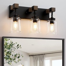 Farmhouse Bathroom Light Fixtures, 3-Light Matte Black Bathroom Vanity Light,...