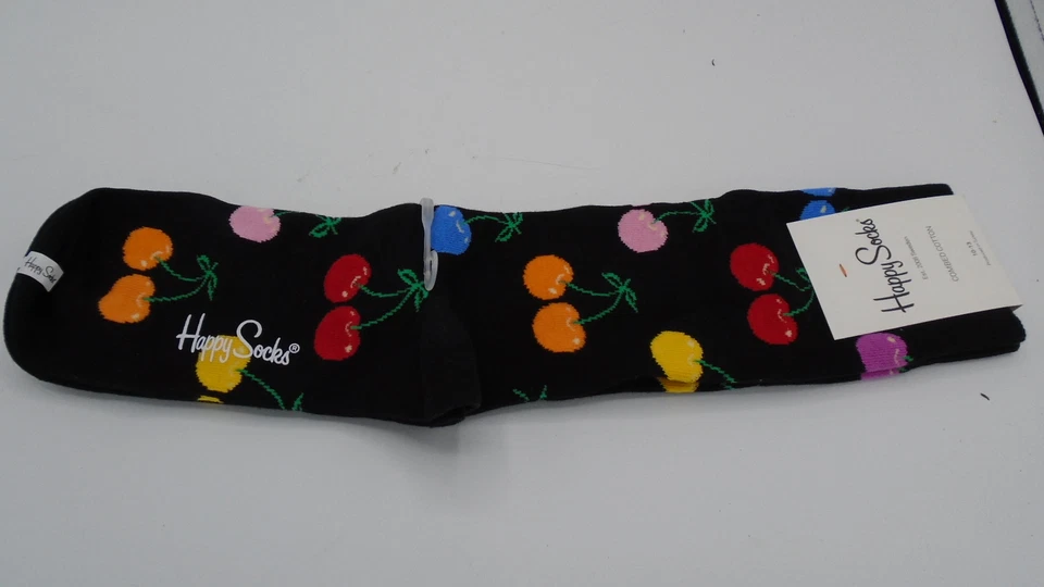 Meias masculinas Happy Socks Cherry (10-13, pretas/multi) - Imagem 4 de 4