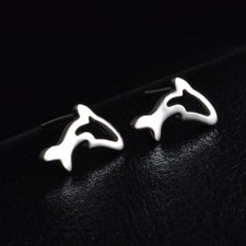 Adorable New Sterling Silver Plated Cutout Dolphin Stud Post Earrings