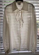 Frida Zazou Women's blouse size 46 cream NWT cotton silk Italy long sleeves