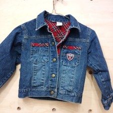 Children's Izod Denim Jacket With Plaid Flannel Trim Size 5. Back To School