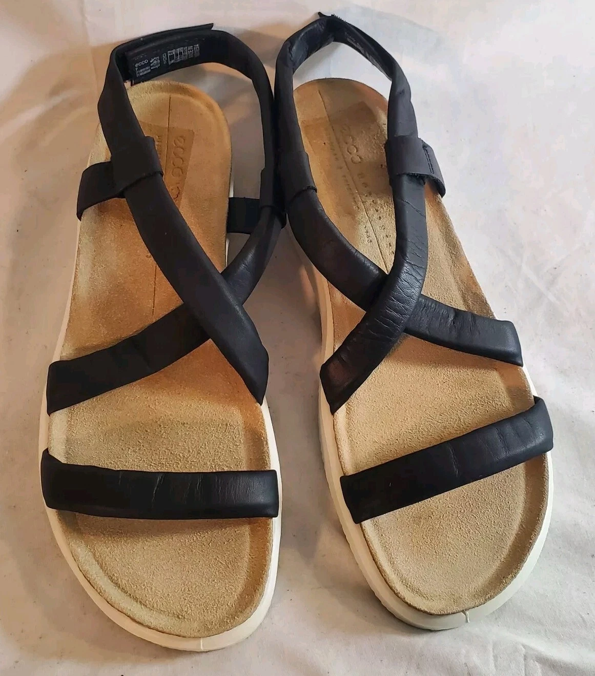 Ecco Corksphere sandali donna 40 neri incrociati incrociati scarpe comode nuovi