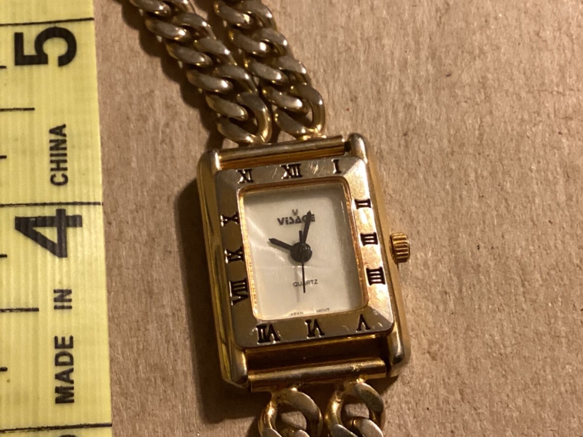 LADIES VISAGE WRIST WATCH - White Face - Gold Band - New  display picture 2