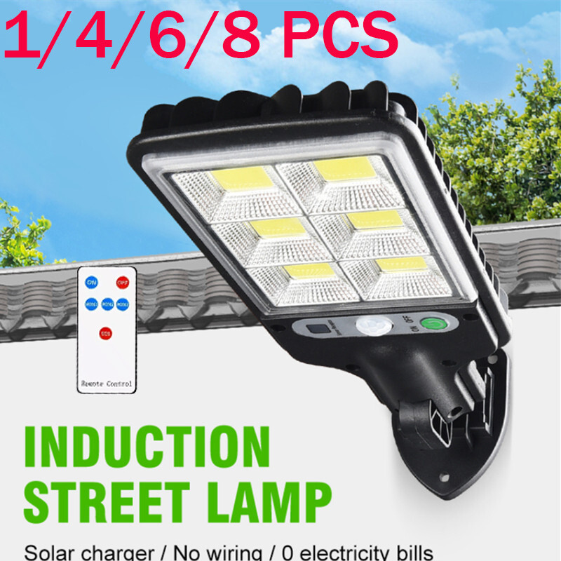 LED Solar Light Motion Sensor 3 Modes Flood Lamp Outdoor Street Wall Yard Garden