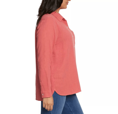 Jessica Simpson NWT Coral Gauze Blouse L - Picture 3 of 6