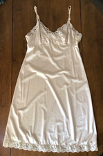Vintage Vassarette Underneath It All Nylon Beige Full Slip Lace Trim 36F USA