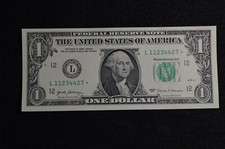 STAR NOTE 2017 UNCIRCULATED SAN FRANCISCO L SERIES ONE DOLLAR BILL