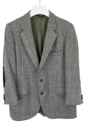 Harris Tweed Blazer Herren Groß Einreihig Wolle Ellbogenflicken
