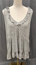 Sugar Fox Women’s Shirt Top 3XL Gray Knit Pullover Ruffled Summer Time Plus