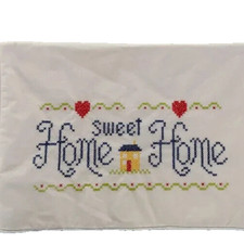 Stamped HOME SWEET HOME-Pillowcase Pair to CROSS STITCH-20x30-inch