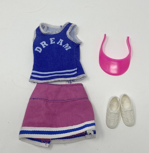Barbie Pink Blue Dream Shirt Skirt Outfit White Shoes Clothes Visor Tennis Cheer