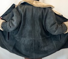 Real Fur Lamb Suede Leather Sheepskin Shearling Teddy Oversize Vintage Coat F236