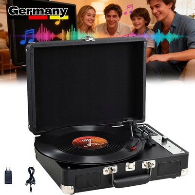 Bluetooth Vinyl Plattenspieler mit Stereolautsprecher USB Port & SD Grammophon