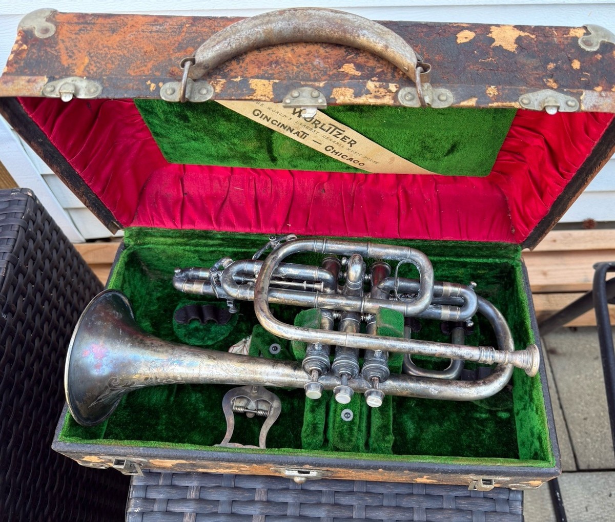 Vintage pre 1906 The Lyric Silver Plated Trumpet Made by Adolf