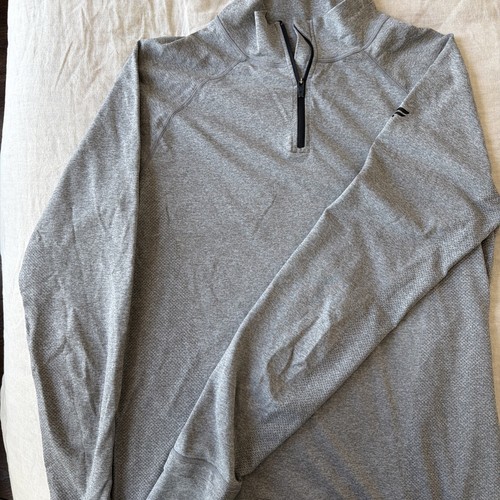Fabletics Mens Quarter Zip Pullover Medium Gray Performance Long Sleeve