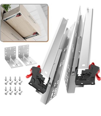 Pair of Soft Close 21'' Undermount Drawer Slides, Full Extension, 80 lb