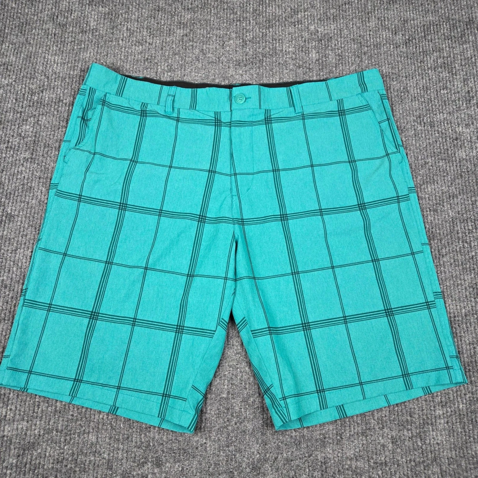 Ocean Pacific OPFlex Mens 44 Turquoise Plaid 4-Way Stretch Shorts OM17603YTB
