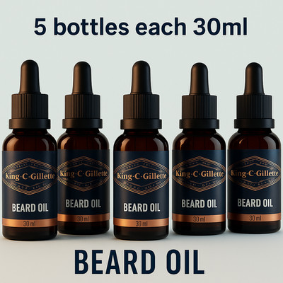 pack of 5 King C. Gillette Beard Oil for Men - Argan Moisturize and Soften Beard
