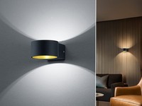 Trio Wandleuchte Schwarz Gold Uplight Downlight Osram Led, Wandlampe Wohnzimmer