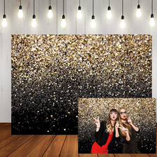 7X5Ft Black and Gold Backdrop Gold Spots Backdrop Vintage Background for Birthda