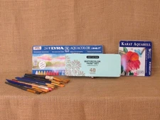 Artist Art Supplies ~ Artistro Watercolor Paint Set & Lyra Crayons ~ 20+ Brushes