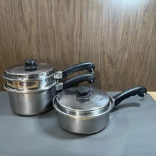 Saladmaster 18-8 TriClad Vintage USA Stainless Steamer Steel 5 Piece Set W/ Lids