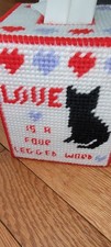 VALENTINE CATS TISSUE COVER OR DECOR - HANDMADE COMPLETED PROJECT