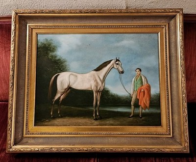 Signed Shipley Original Oil Painting Gentleman and His Horse Equestrian Portrait